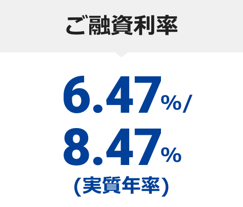 ご融資利率6.47％/8.47％（実質年率）